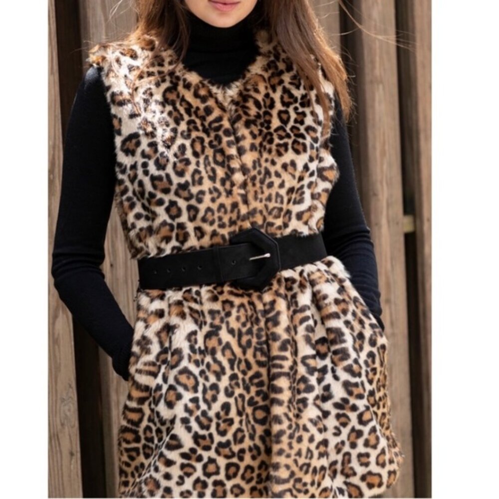 INC Leopard-Print Faux-Fur Duster